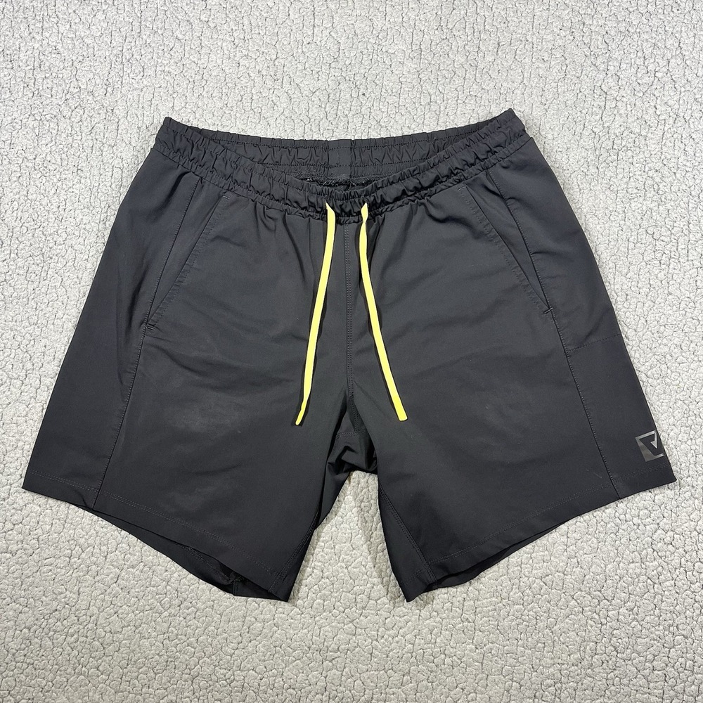 WOLACO Training Shorts Performance Mens Sz S Blac Yellow Drawstring Athletic Gym